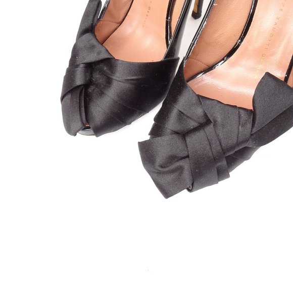 Giuseppe Zanotti Satin bow Patent Peep Toe Pumps - Picture 5 of 14